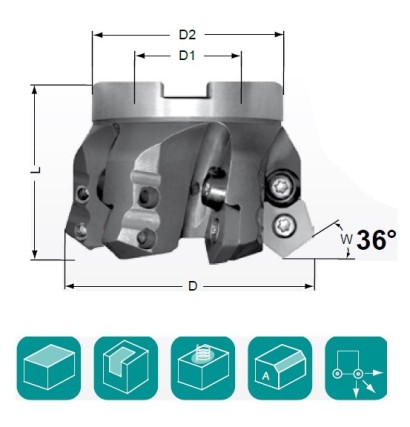 11180PD12A60-36 Frézy na plochu 36° na PDHX