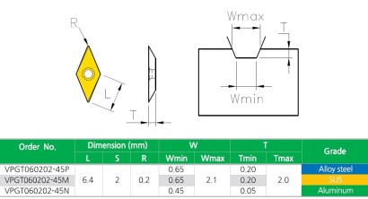 VPGT060202-45M NEREZ Gravírovací VBD pro karbid frézy 45°