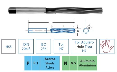 2010-6,10 HSS ruční výstružníky se spirálovými drážkami H7