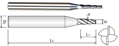 TPRE4025-10-200 KUŽELOVÉ FRÉZY – ROVNÉ HRC38 – stupeň 2°00´