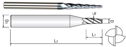 TPRE4016-20-300 KUŽELOVÉ FRÉZY – ROVNÉ HRC38 – stupeň 3°00´