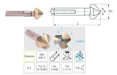 2574 3F ZIRK -D+=6 Kužel.antivibrač.záhlubníky Zirkonio 90°