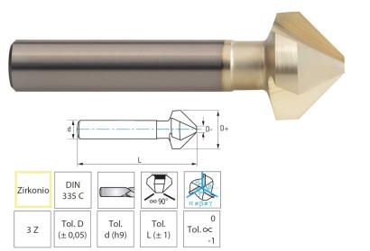 2574 ZIRK -D+=5,3 Kužel.antivibrač.záhlubníky Zirkonio 90°
