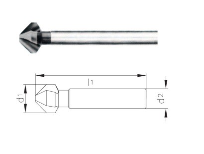795 - d1=10.40-C - Kuželové dlouhé záhlubníky HSS 90°