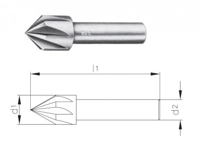705 - d1=06.00-A - Kuželové záhlubníky HSS 60° DIN334A