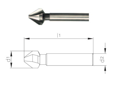 772 - d1=08.00-A - Kuželové záhlubníky HSS 75° DIN334A