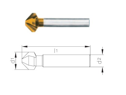 776 - d1=10.40-C - Kuželové záhlubníky HSS+TIN 90°