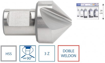 4076 SET 5KS Kuželové záhlubníky HSS s dvojitým weldonem 90°