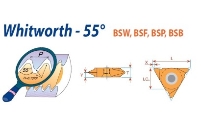 16VEL14WBLU Levé vertikální Whitworth (W) 55° destičky