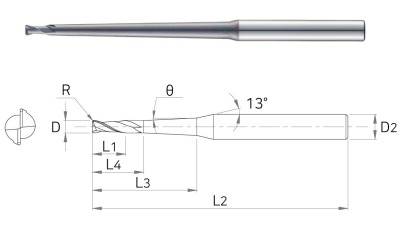 UR542015030250 2-břité KUŽELOVÉ RÁDIUSOVÉ FRÉZY do 55 HRC UR542015030250 2-břité KUŽELOVÉ RÁDIUSOVÉ FRÉZY do 55 HRC