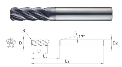 SR50506005 NOVINKA 5-BŘITÉ RÁDIUSOVÉ FRÉZY do 50HRC-na nerez