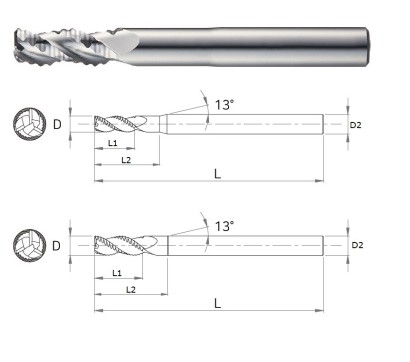 AWF51310040 - Hrubovací 3-břité frézy pro obrábění hliníku