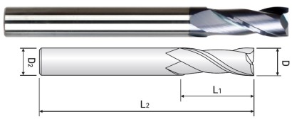ZM522080 PRODLOUŽENÉ 2-BŘITÉ FRÉZY HRC55