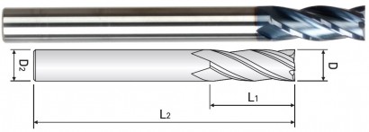 ZM524040 PRODLOUŽENÉ 4-BŘITÉ FRÉZY HRC65