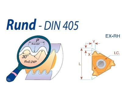 27ER4RDP30 Pravé RD Round 30° DIN405 destičky