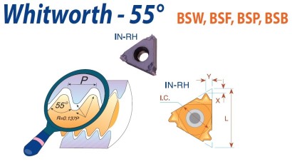 16IRB14WBLU Pravé Whitworth (W) 55° destičky