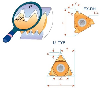 16ERAG55P30 Pravé destičky částečný profil 55°