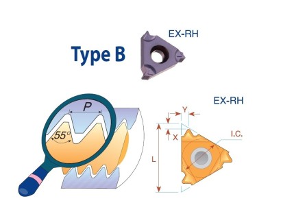 16ERBAG55BLU Pravé destičky částečný profil 55°