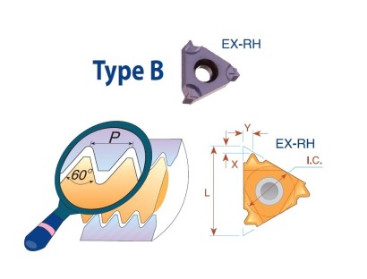 16ERBAG60MXC Pravé destičky částečný profil 60°- 16ERBAG60MXC Pravé destičky částečný profil 60°-