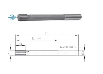 TS2520IKC-28.00-ZY dlouhé výstružníky s přímými drážkami H7