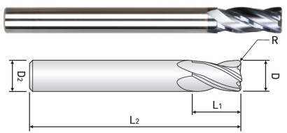 ZR3240502 RÁDIUSOVÉ (TOROIDNÍ) FRÉZY 4-BŘITÉ DLOUHÉ – HRC55