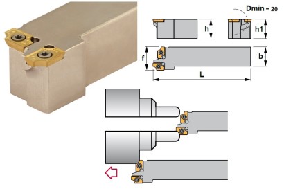 SAGDR1616H15 SET - SAGDR 90° držák na ADMT1503R.. v sadě