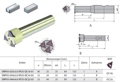 SMP05-025x3.0-XP25-QC16-01A STOPKOVÉ FRÉZY ZAPICH VBD WELDON