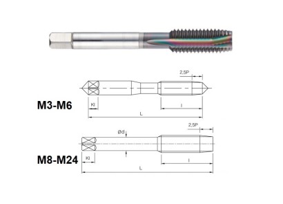 HDRM1015050P STROJ.ZÁVITNÍK PRŮCHOZÍ HSSE+AlCrN "M" DIN371/DIN376 - 6H - Nový vylepšený povlak