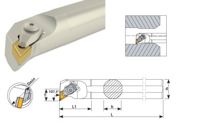 S25S-DDQNR15 Soustružnické nože na DNMG1506.. Pravé 107,5°