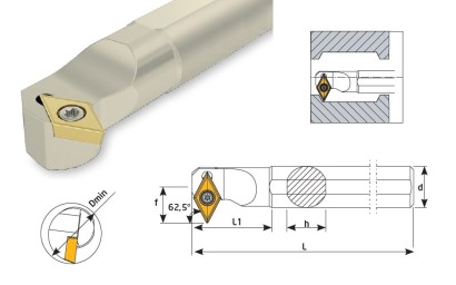 S16Q-SD-CR07 Soustružnické nože na DCMT0702.. Pravé 62,5°