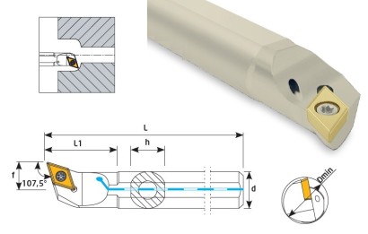 A16M-SDQCL07 Soustružnické nože na DCMT0702.. Levé 107,5°