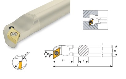 S16R-SDUCR11 Soustružnické nože na DCMT11T3.. Pravé 93°