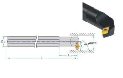 S16M-SDWCL07 Soustružnické nože na DCMT0702.. Levé 62,5°