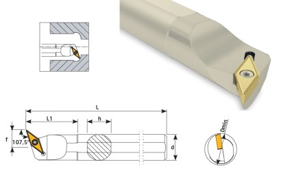 S25T-SVQCL16 Soustružnické nože na VCMT1604.. Levé 107,5°