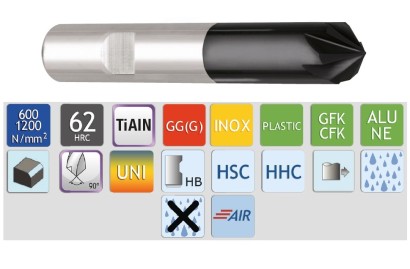 7064900400 Srážecí odjehlovací frézy 90° DIN6535HB 62HRc