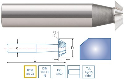 4340-20-60 - Srážecí frézy HSSE 8%Co DIN1833BN/ISO3859