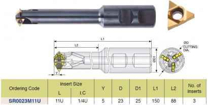 SR0021M11U Stopkové frézy pro obrábění hlubokých závitů IK
