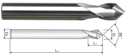 CES302050S5 - Středicí a srážecí 2-břitá TK fréza - 90° CES302050S5 - Středicí a srážecí 2-břitá TK fréza - 90°