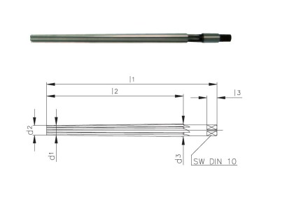 514-d1=4,5 d3=5,21 Strojní HSS kuželové výstružníky 1:100