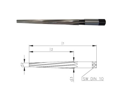 510-08.00-B d3=14 Strojní HSS kuželové výstružníky 1:20