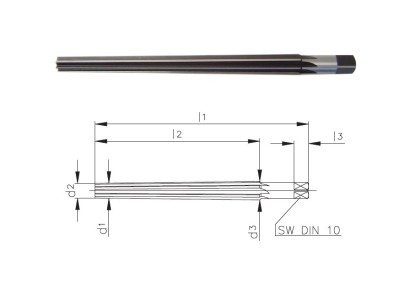 501-d1=20-A d3=24,8 Strojní HSS kuželové výstružníky 1:50