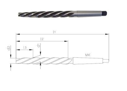 421-d1=31 MK3 Strojní HSS kuželové výstružníky spirálové
