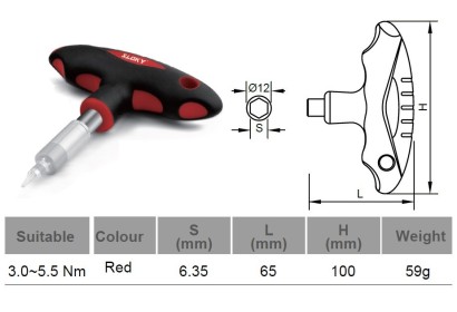 0-TPK-H03 T-rukojeť šroubováku - OBSAHUJE POUZE RUKOJEŤ