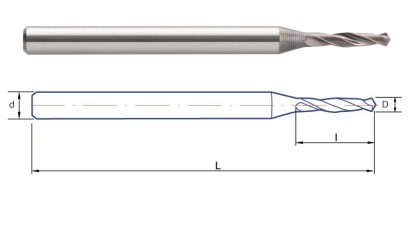 8401-0,8 TVRDOKOVOVÉ MIKRO VRTÁKY 3XD BEZ VNITŘNÍHO CHLAZENÍ