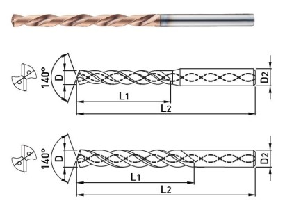 PI508A043 TVRDOKOVOVÉ VRTÁKY 8XD S VNITŘNÍM CHLAZENÍM