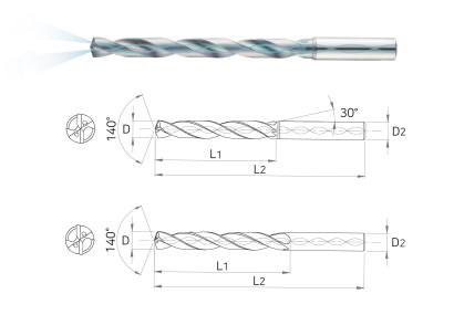 NDPGH50812303D TVRDOKOVOVÉ VRTÁKY 8xD s vnitřním chlazením