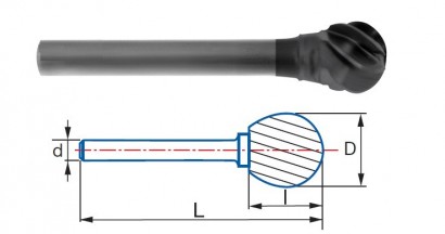 9258-9,6 typ 1 ALTIN Technické frézy - rotary burrs - kulové