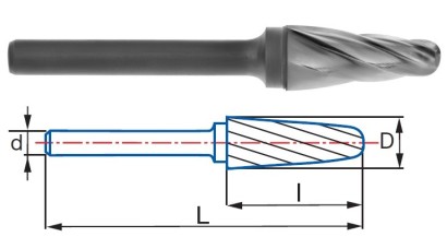9267-6 typ 1 Technické frézy - rotary burrs - kulové