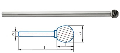 9238-9,6 typ 3 Technické frézy - rotary burrs - kulové