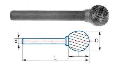 9258-8 typ 3 Technické frézy - rotary burrs - kulové
